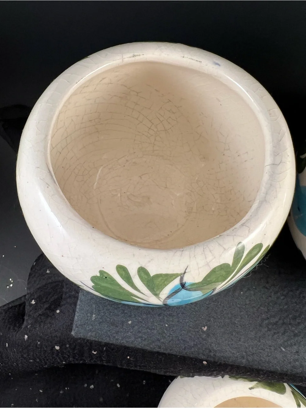 Set Of 3 Handpainted Vintage Pottery Succulent Cactus Flower Pots